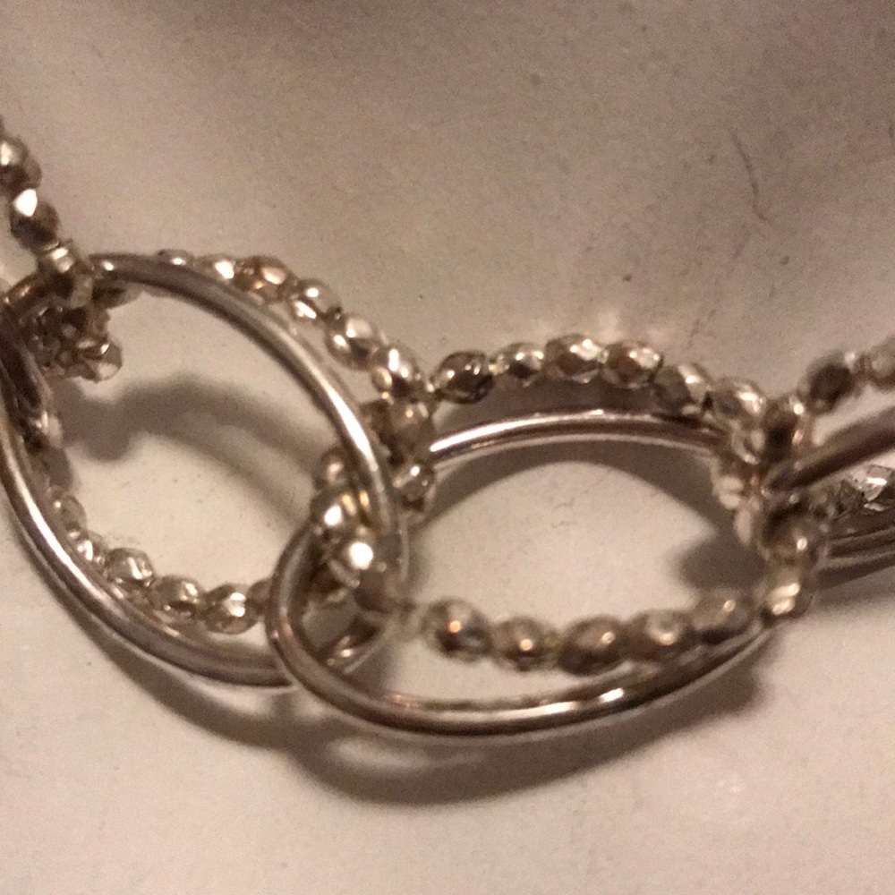 Silver Loop Necklace 14” Statement Piece Vintage - image 4